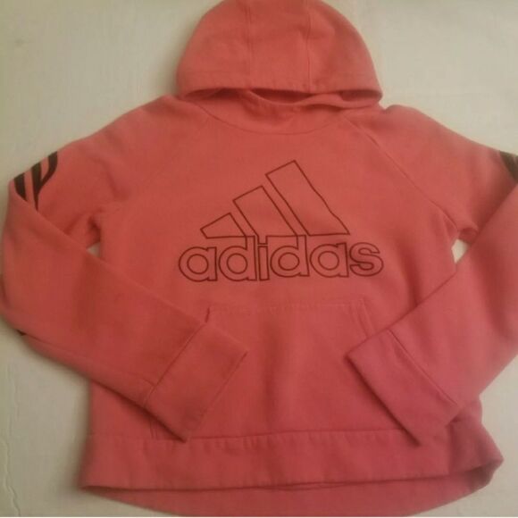 Adidas Girl's 3-Stripe Pullover Hoodie Sweatshirt Athleisure Pink Size Large - Picture 11 of 11